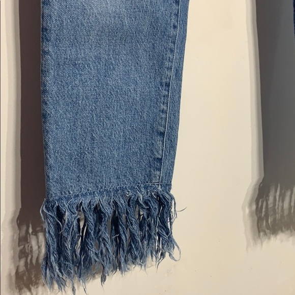 3x1 NYC Straight Crop Fringe Stella Blue Jeans Country Rock 26 New w tags - Picture 5 of 11
